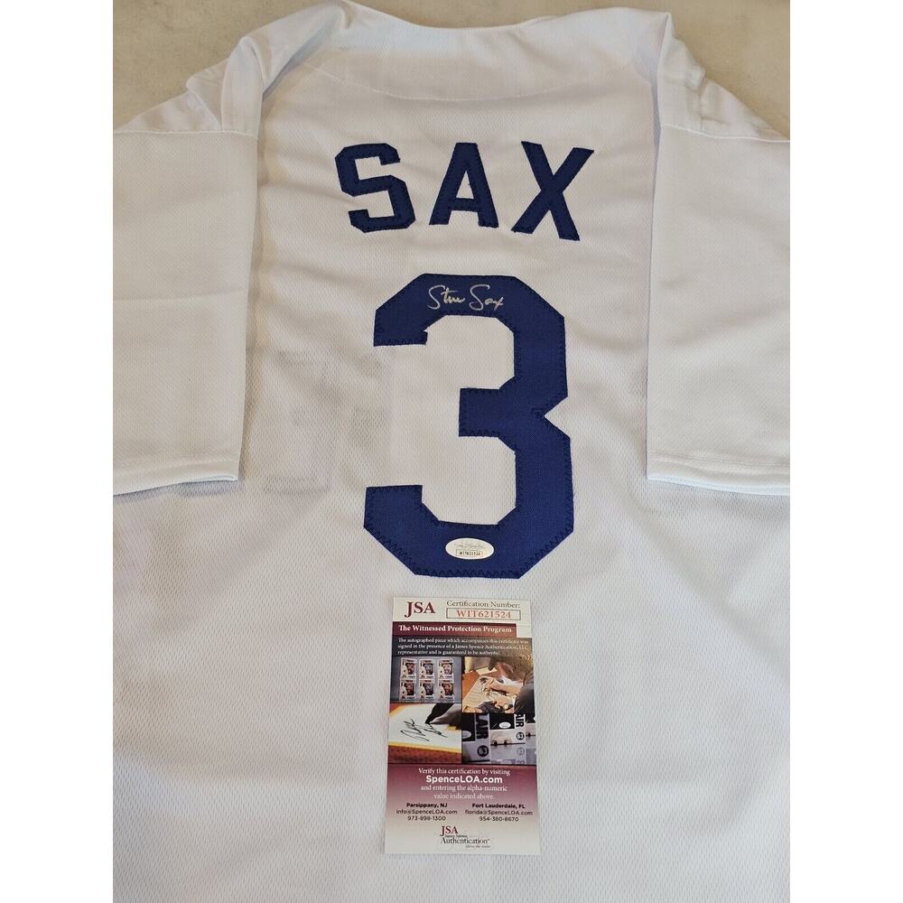 Steve Sax Autographed/Signed Jersey JSA COA White Custom Jersey